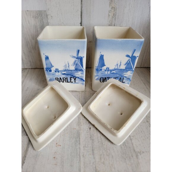 Vintage oatmeal barley Germany‎ windmill container jar set kitchen - Picture 7 of 11